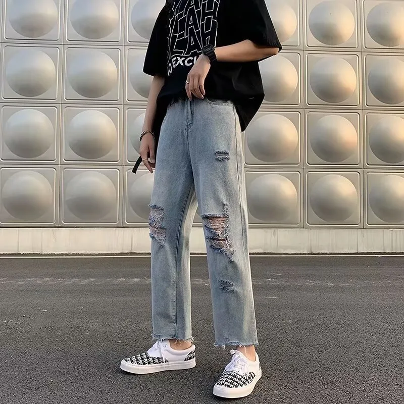 Men's Jeans Man Pants Loose Straight Cut Button Fly Distressed Light Wash Denim Trousers Street Style Summer New Arrival
Men's Jeans Man Pants Loose Straight Cut Button Fly Distressed Light Wash Denim Trousers Street Style Summer New Arrival