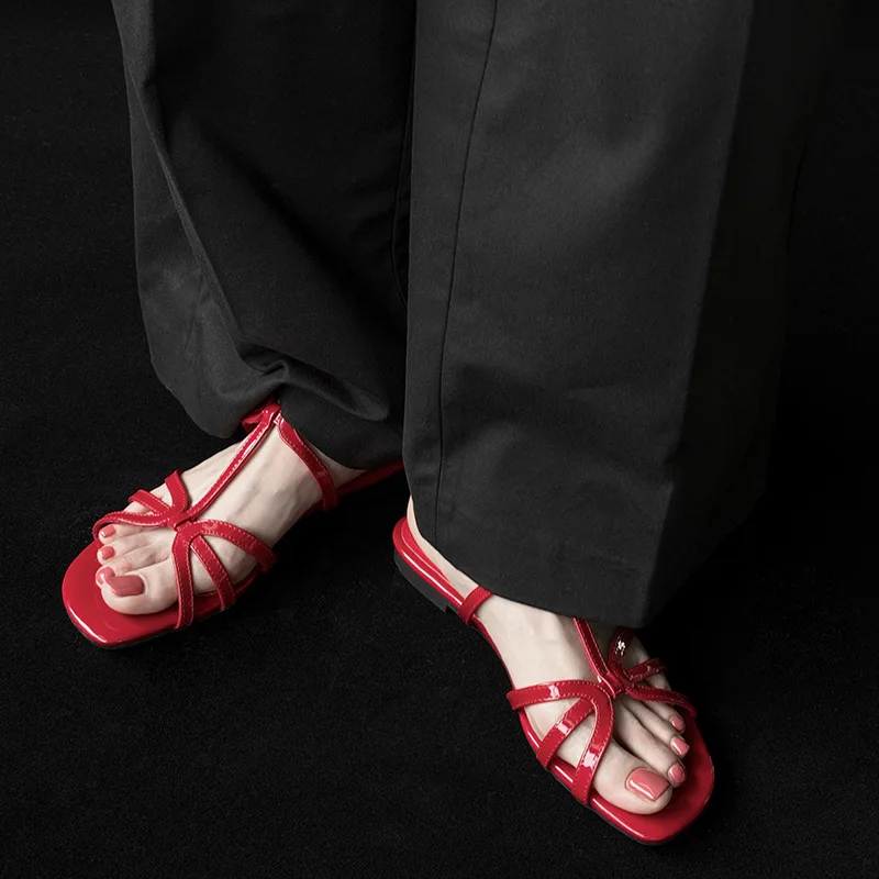 Red Hollow Roma Women Sandals Strappy Ankle Strap Buckle Strap Low Heels Summer Square Toe Ladies Shoes Flats
Red Hollow Roma Women Sandals Strappy Ankle Strap Buckle Strap Low Heels Summer Square Toe Ladies Shoes Flats