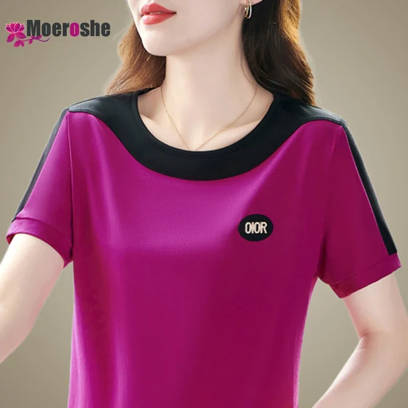 Moeroshe Summer T-shirt Women's Casual Loose Cotton Crewneck Top One Line Shoulder Shirt Short Sleeve Women Stitch T Shirt
Moeroshe Summer T-shirt Women's Casual Loose Cotton Crewneck Top One Line Shoulder Shirt Short Sleeve Women Stitch T Shirt