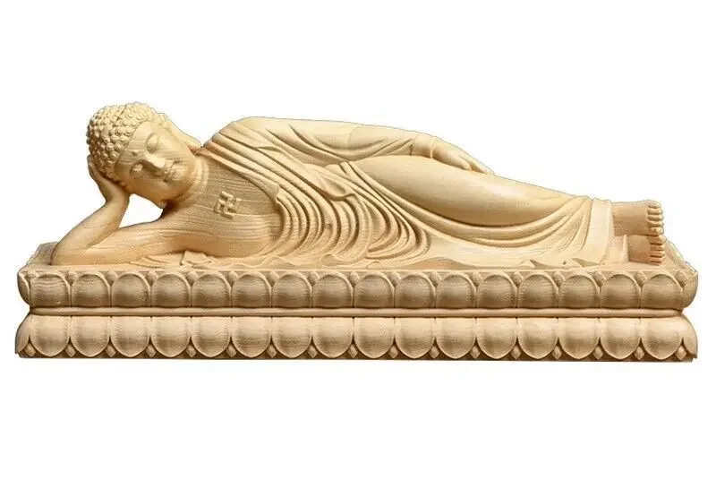 Boxwood Carved Lie Sakyamuni Sleeping Buddha Statue Temple Buddhism Decor
Boxwood Carved Lie Sakyamuni Sleeping Buddha Statue Temple Buddhism Decor