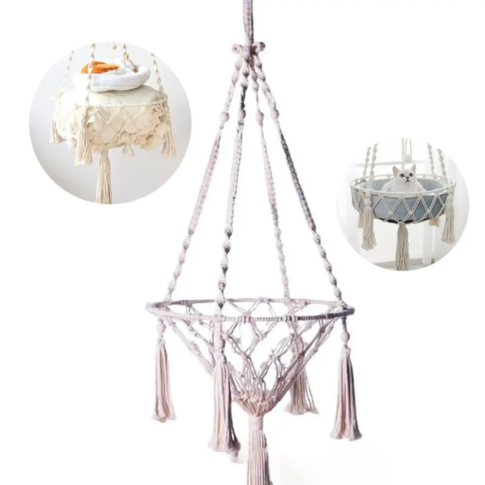 New Hand Woven Pet Hammock Cozy Cotton Rope Hanging Basket Bohemian Style Durable Cat Swing Pet Accessories
New Hand Woven Pet Hammock Cozy Cotton Rope Hanging Basket Bohemian Style Durable Cat Swing Pet Accessories