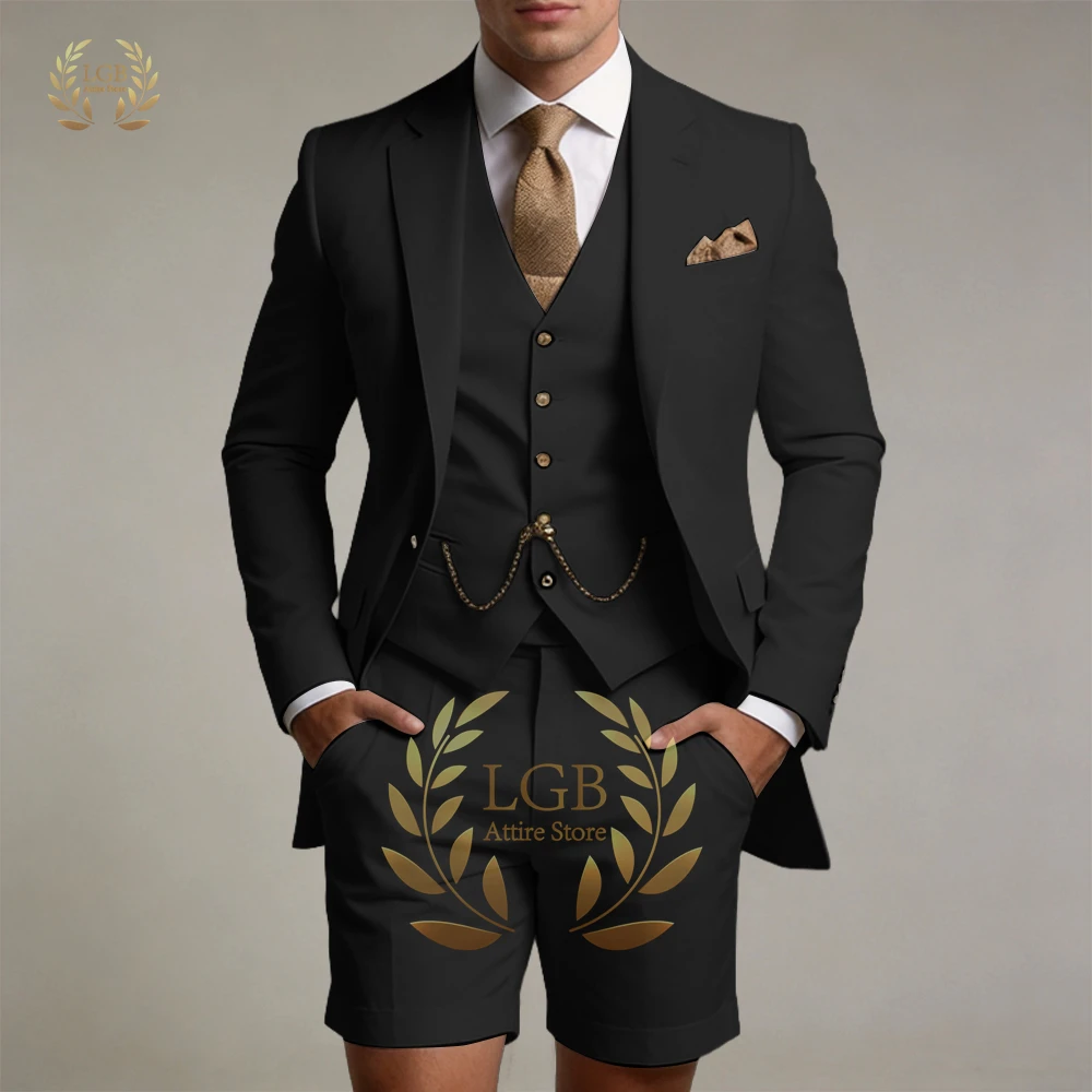 Men's 3-Piece Formal Suit, Notch Lapel Blazer, Waistcoat & Tailored Shorts for Black Tie Events & Evening Galas
Men's 3-Piece Formal Suit, Notch Lapel Blazer, Waistcoat & Tailored Shorts for Black Tie Events & Evening Galas