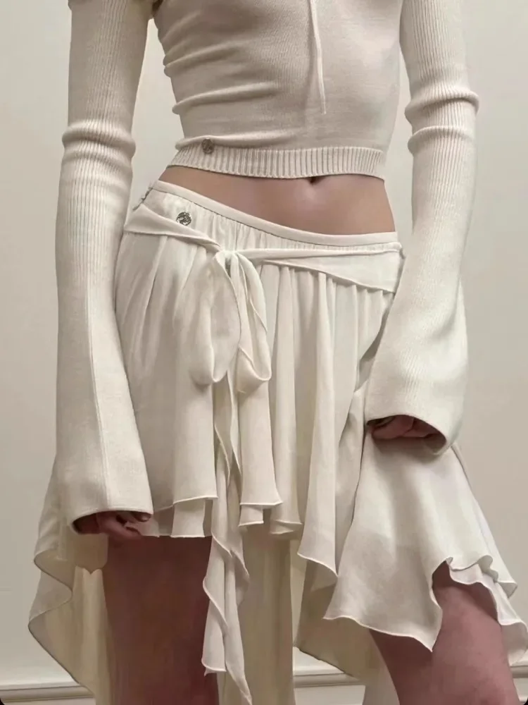 Y2k Grunge High Waist Lace Up Skirt for Women Simple Irregular Ruched Ruffles Skirts 2025 Summer New White Faldas Mujer
Y2k Grunge High Waist Lace Up Skirt for Women Simple Irregular Ruched Ruffles Skirts 2025 Summer New White Faldas Mujer