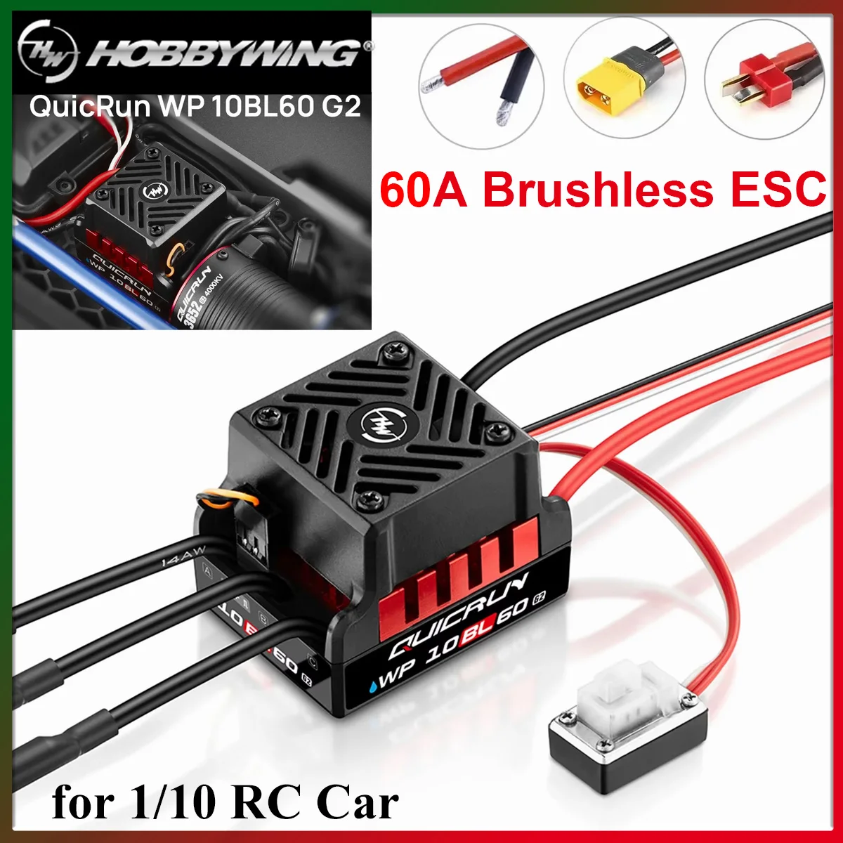 HOBBYWING QuicRun WP 10BL60 60A G2 Водонепроницаемый бесщеточный ESC 2-3S для 1/10 RC Car Racing Drift On-road Truck Monster Buggy Buggy
HOBBYWING QuicRun WP 10BL60 60A G2 Водонепроницаемый бесщеточный ESC 2-3S для 1/10 RC Car Racing Drift On-road Truck Monster Buggy Buggy
