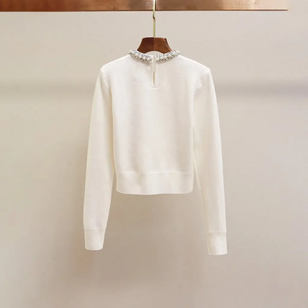 Women's French Style Short Knitwear with Beaded round Neck Gentle Elegant Small Fragrance New Style from Sp Winter
Women's French Style Short Knitwear with Beaded round Neck Gentle Elegant Small Fragrance New Style from Sp Winter