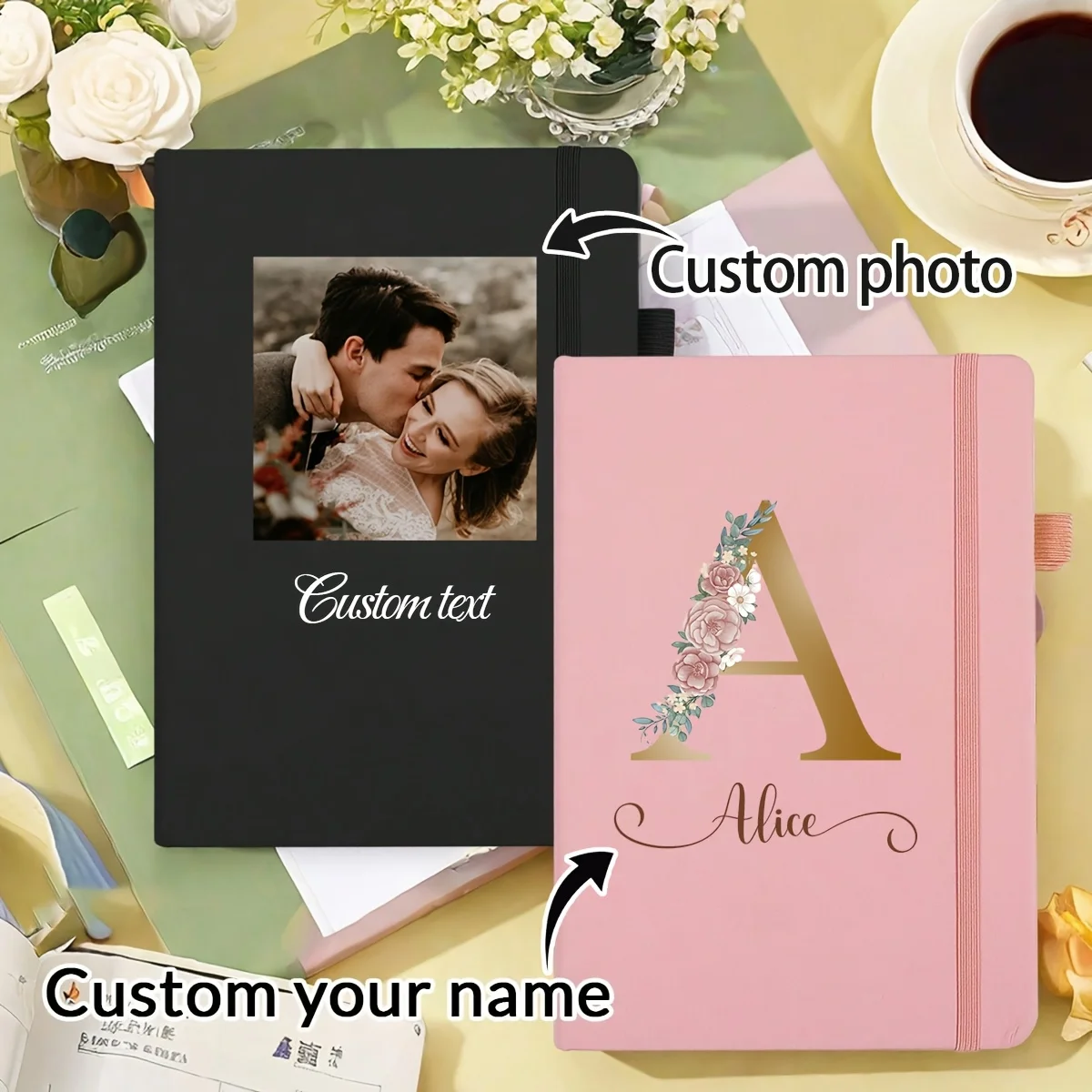 Custom Photo & Name Journal - Matte Notebook with Floral Monogram Design, Customizable Initials, School, Work, Birthday Gift
Custom Photo & Name Journal - Matte Notebook with Floral Monogram Design, Customizable Initials, School, Work, Birthday Gift