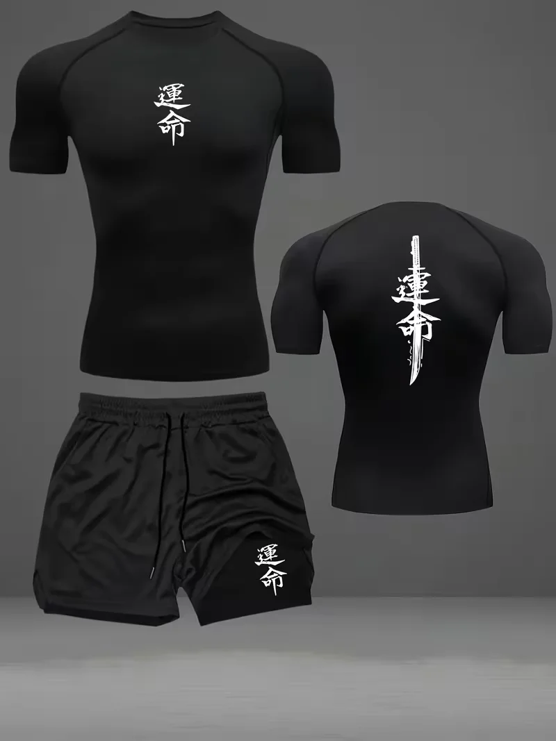New men's slim fit suit quick drying round neck quick drying sports T-shirt+double-layer pants gym running hiking football sport
New men's slim fit suit quick drying round neck quick drying sports T-shirt+double-layer pants gym running hiking football sport