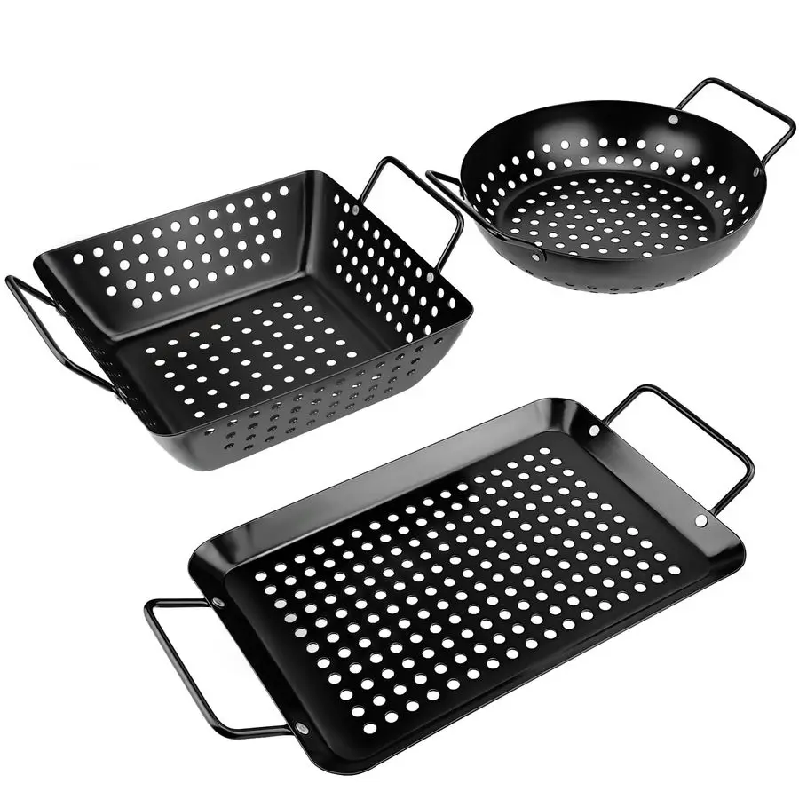NonStick 3 Piece Grill Basket Set BBQ Grilling Basket for Vegetables, Seafood amp Meat Heavy Duty Perforated Grill Pan for Charc
NonStick 3 Piece Grill Basket Set BBQ Grilling Basket for Vegetables, Seafood amp Meat Heavy Duty Perforated Grill Pan for Charc