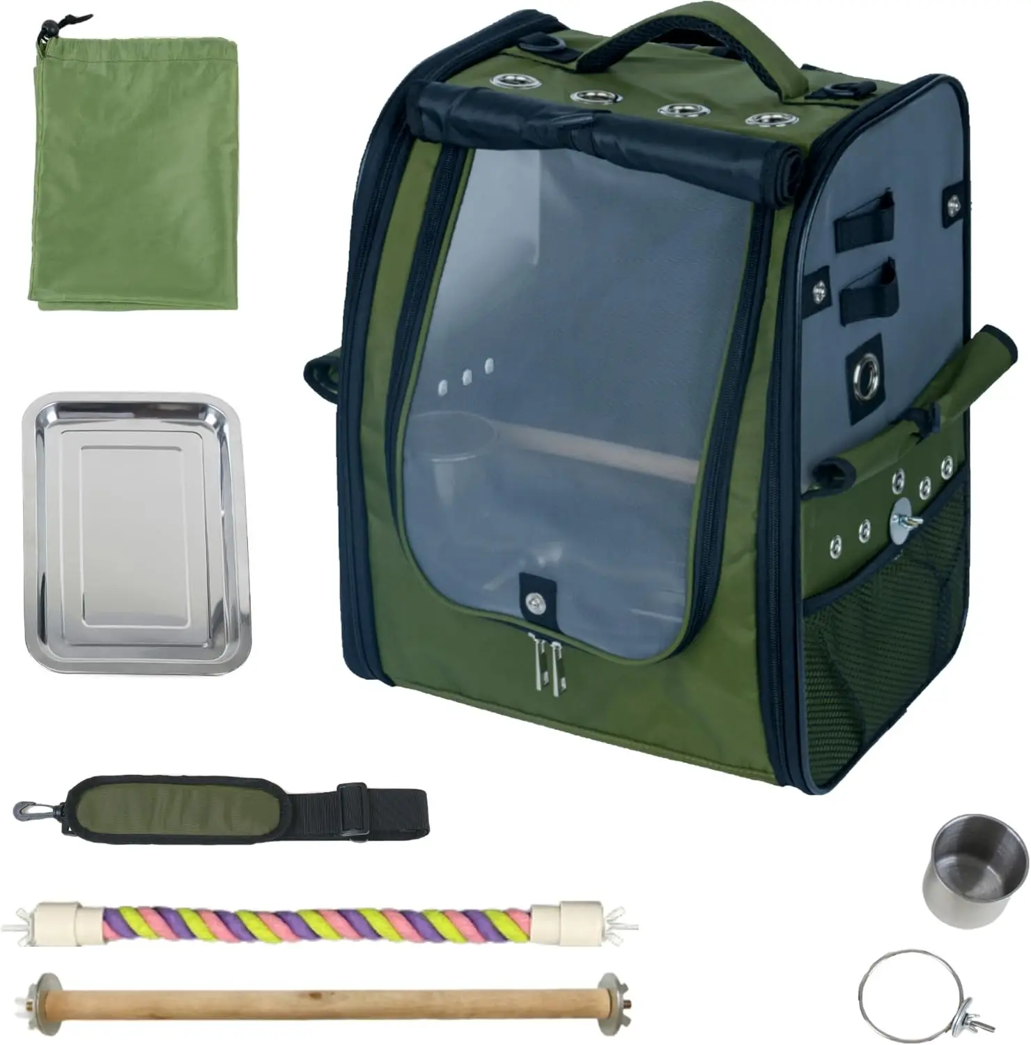 Parrot Travel Backpack Carrier with Ventilation, Perches & Stainless Tray - Dark Olive Green
Parrot Travel Backpack Carrier with Ventilation, Perches & Stainless Tray - Dark Olive Green