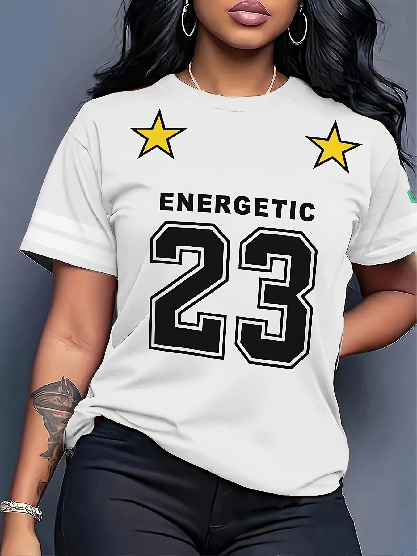 Women's Personality Star Print Short Sleeve T-Shirt Casual Round Neck Summer Top Suitable Outdoor Daily Wear Loose Summer Events
Women's Personality Star Print Short Sleeve T-Shirt Casual Round Neck Summer Top Suitable Outdoor Daily Wear Loose Summer Events