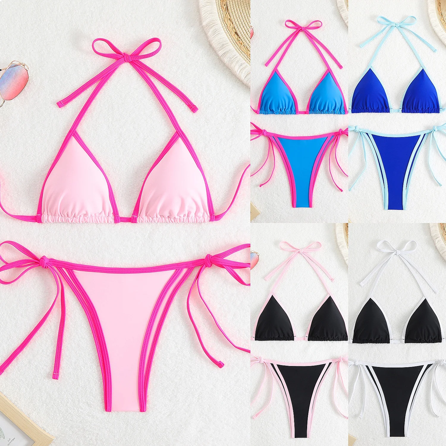 2026 Solid Contrast Color Tie Side Triangle Sexy Bikini Set Padded Swimwear For Women Summer Beach Pool Bathing Wear
2026 Solid Contrast Color Tie Side Triangle Sexy Bikini Set Padded Swimwear For Women Summer Beach Pool Bathing Wear