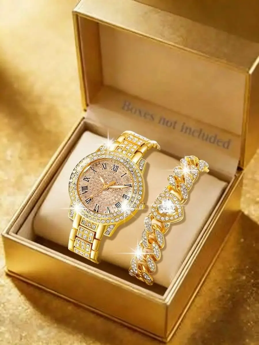 Womens Round Quartz Watch And Crystal Bracelet Set For Daily Wear Birthday Gift
Womens Round Quartz Watch And Crystal Bracelet Set For Daily Wear Birthday Gift