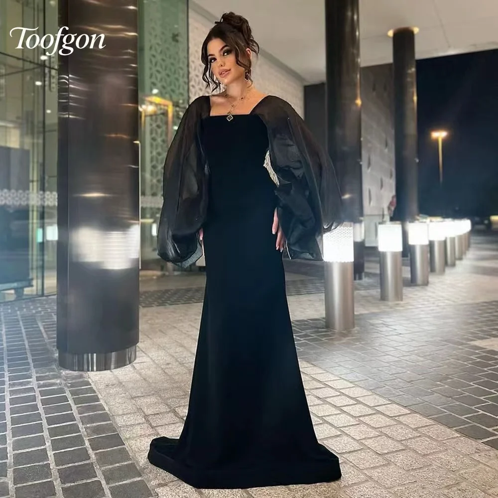 Toofgon Black Square Neck Mermaid Crepe Satin Evening Dresses Customized Long Puff Sleeve Party Prom Dress Red Carpet Gowns
Toofgon Black Square Neck Mermaid Crepe Satin Evening Dresses Customized Long Puff Sleeve Party Prom Dress Red Carpet Gowns