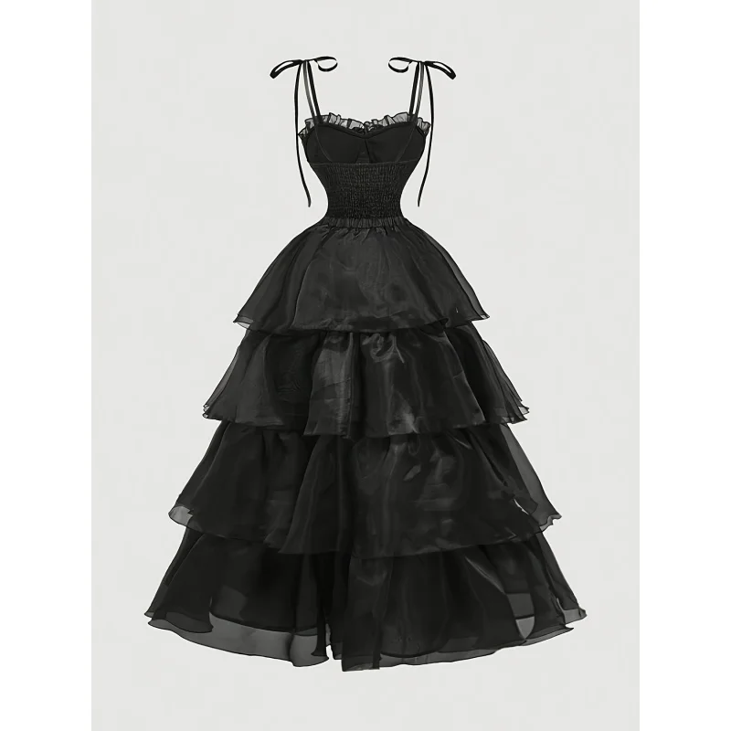 Ladies' Gothic Solid Color Suspender Dress Set - Bow Tie Spaghetti Strap Organza Dress + Multi-Layer Cake Skirt Set. Luxurious P
Ladies' Gothic Solid Color Suspender Dress Set - Bow Tie Spaghetti Strap Organza Dress + Multi-Layer Cake Skirt Set. Luxurious P