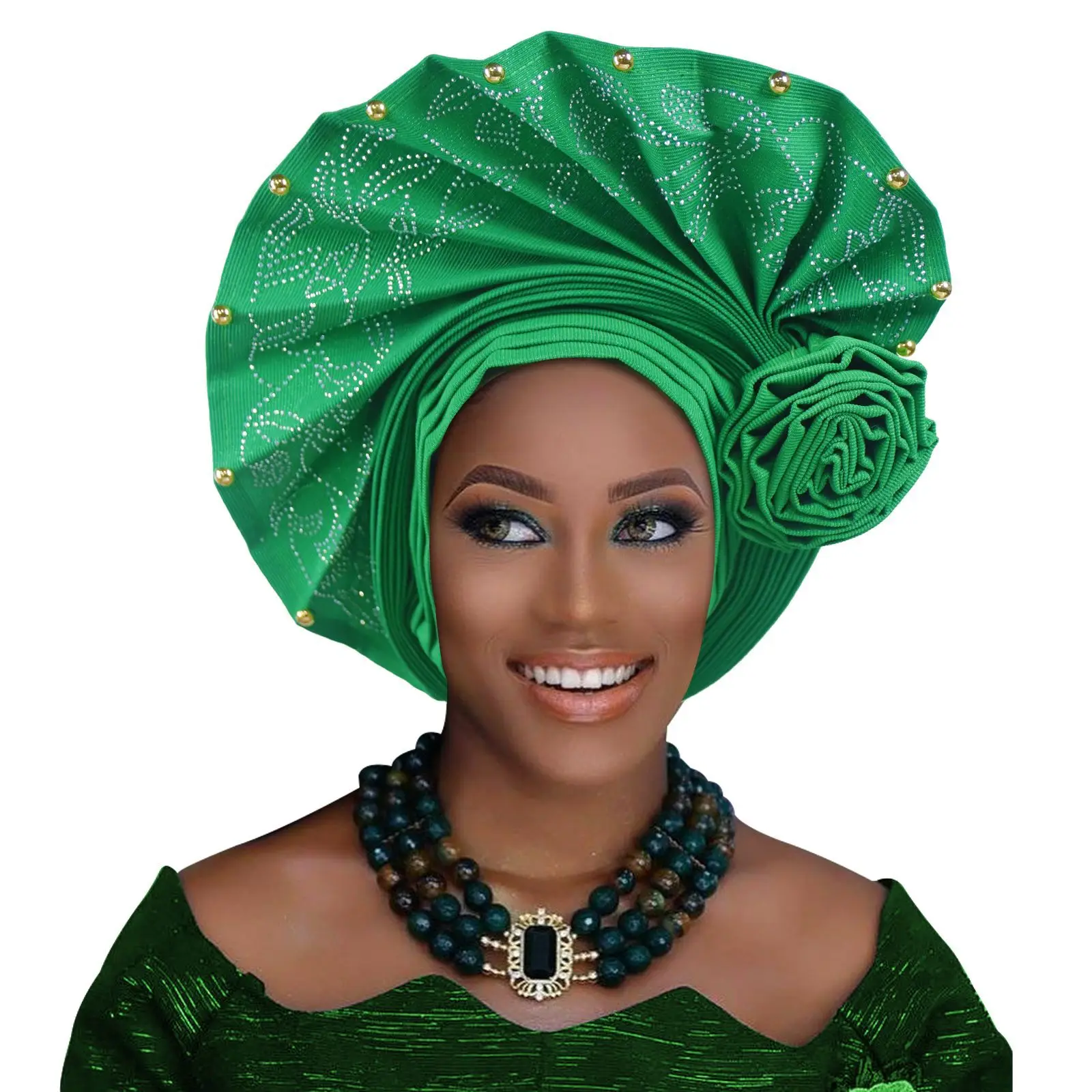 African Women Auto Gele Turban With Big Flower And Rhinestone Decor Solid Color Headwear For Wedding And Party Occasions Party
African Women Auto Gele Turban With Big Flower And Rhinestone Decor Solid Color Headwear For Wedding And Party Occasions Party