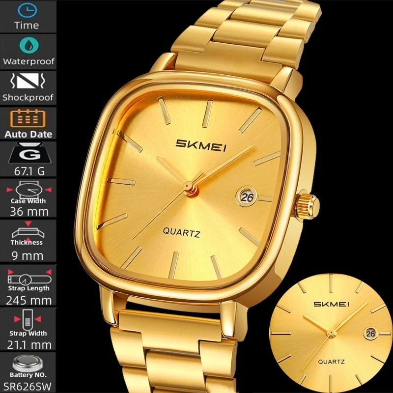 Skmei Luxury Brand Mens Quartz Calendar Watches Stainless Steel Strap 30m Waterproof Analog Display Fashion Casual Wristwatch
Skmei Luxury Brand Mens Quartz Calendar Watches Stainless Steel Strap 30m Waterproof Analog Display Fashion Casual Wristwatch