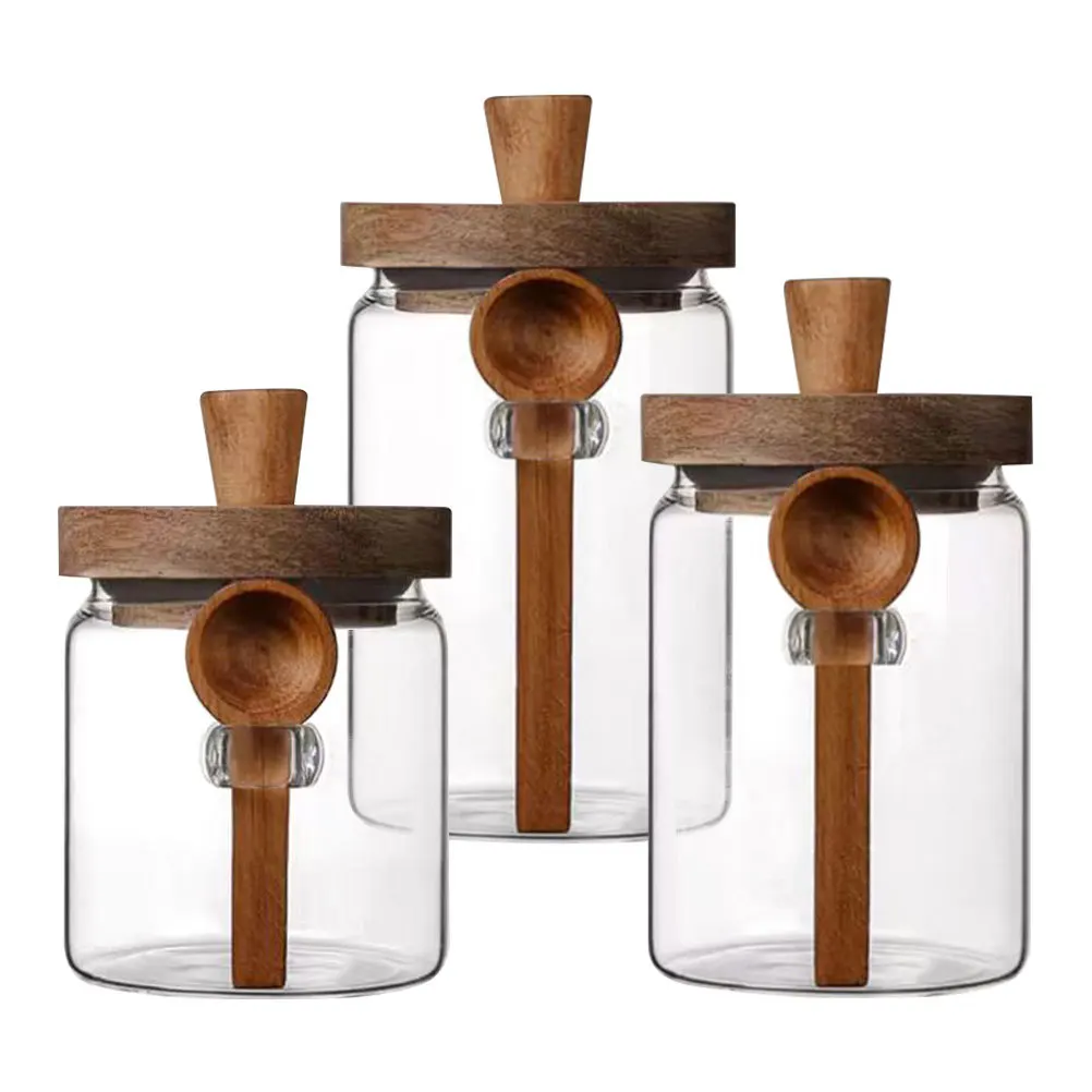 Spice Jar Set with Wooden Spoon 3 Piece Glass Sugar Container Salt Holder for Kitchen Condiment Storage 400ml 550ml 850ml
Spice Jar Set with Wooden Spoon 3 Piece Glass Sugar Container Salt Holder for Kitchen Condiment Storage 400ml 550ml 850ml