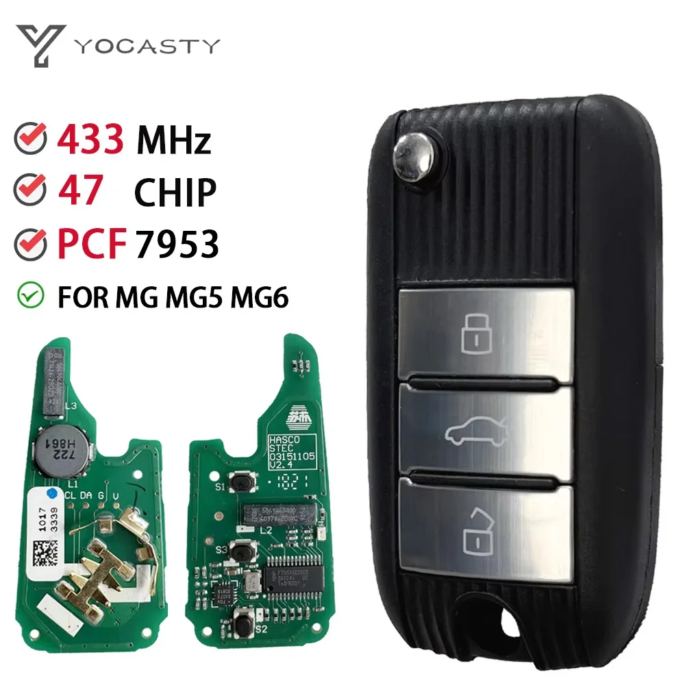 YOCASTY OEM Keyless Go 433mhz ID47 PCF7953X Smart Remote Fob Car Key for MG MG5 MG6 ZS HS Morris Garage 2017 - 2019
YOCASTY OEM Keyless Go 433mhz ID47 PCF7953X Smart Remote Fob Car Key for MG MG5 MG6 ZS HS Morris Garage 2017 - 2019