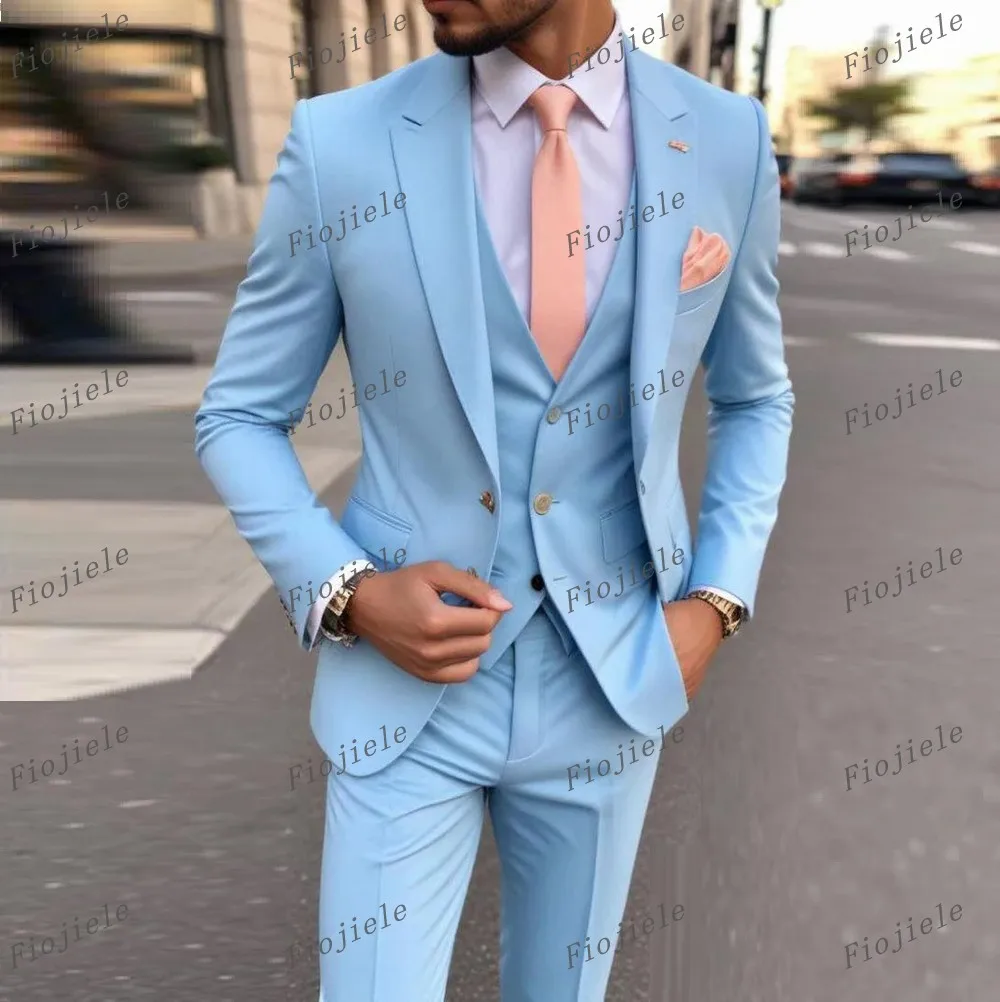 Sky Blue Business Men Suit Groom Groomsman Wedding Party Formal Occasion Male Tuxedos 3 Piece Set Blazer Vest Pants B01
Sky Blue Business Men Suit Groom Groomsman Wedding Party Formal Occasion Male Tuxedos 3 Piece Set Blazer Vest Pants B01