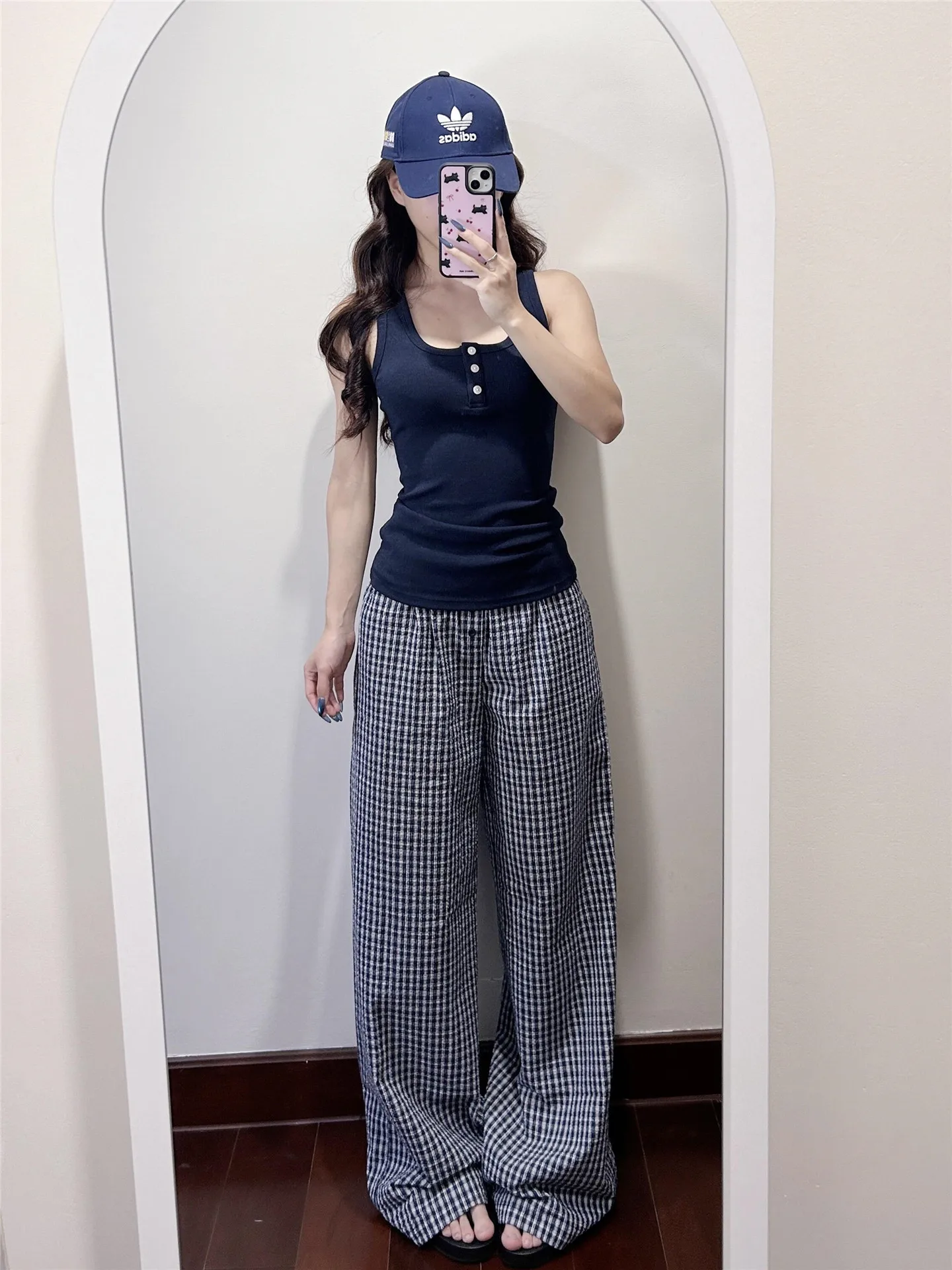 Low Waist Plaid Casual Pants Women's Summer Thin High Waist Extended Wide Leg Pants American Vintage Blue White Grids Hot Girl
Low Waist Plaid Casual Pants Women's Summer Thin High Waist Extended Wide Leg Pants American Vintage Blue White Grids Hot Girl