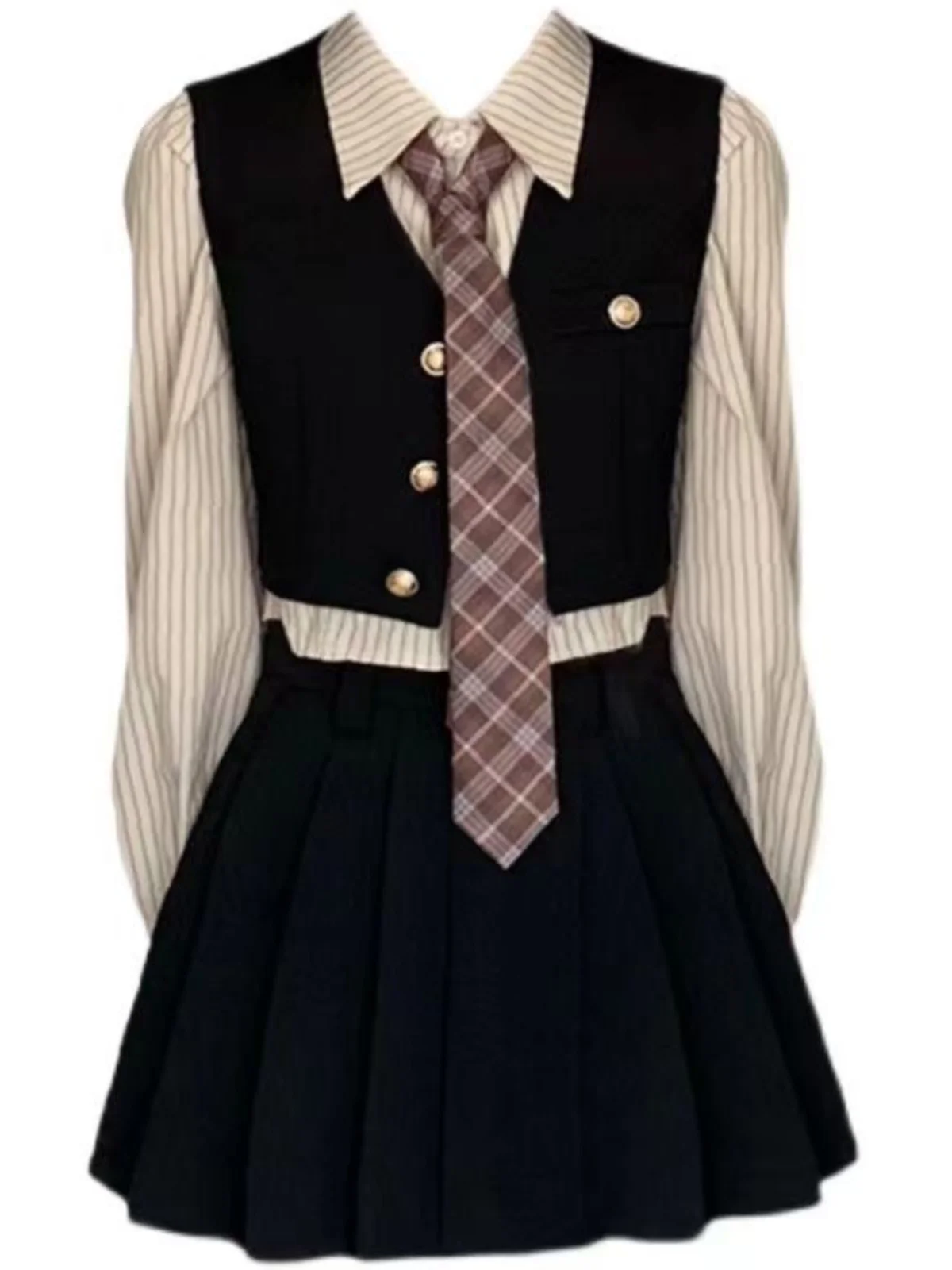 College Style Jk Uniform Suit Set Women's Vest Plaid Skirt Salt System Clothing Full Set Autumn Fashion Workwear
College Style Jk Uniform Suit Set Women's Vest Plaid Skirt Salt System Clothing Full Set Autumn Fashion Workwear