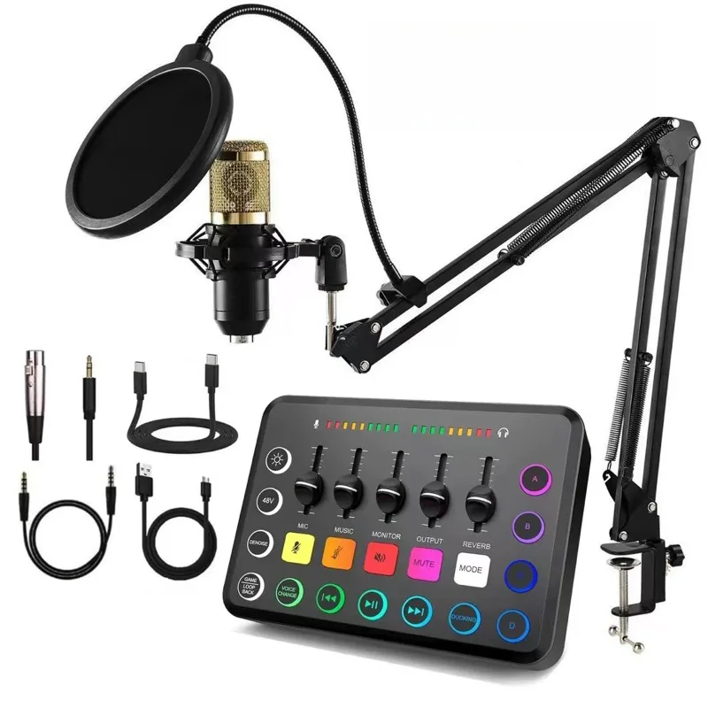 Sound card cross-border English version live broadcast Sound card English 48V microphone can
Sound card cross-border English version live broadcast Sound card English 48V microphone can