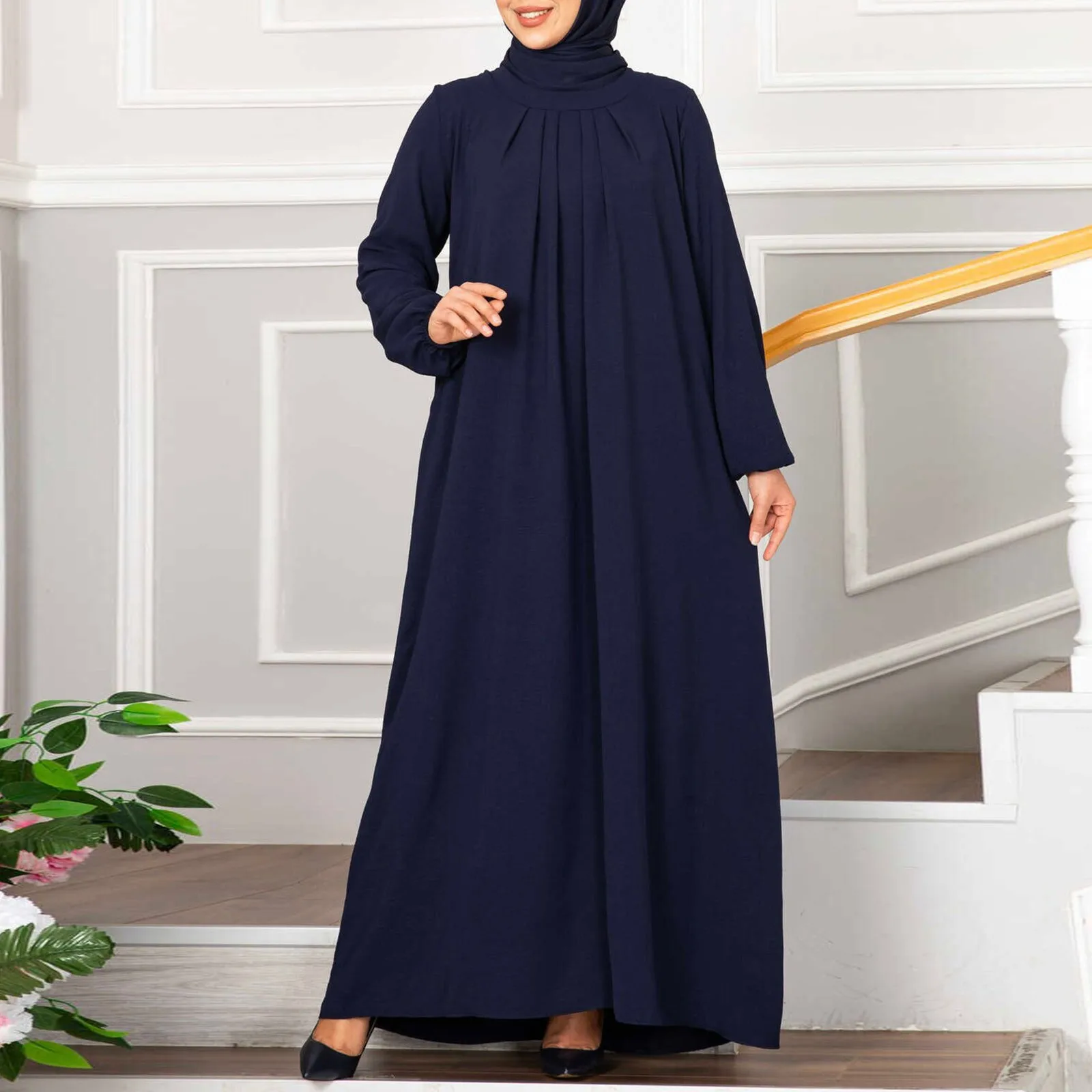 Women's Solid Colour Casual Muslim Pleated Long Dresses Turkish Dresses Loose Elegant Prom Dresses Temperament Evening Dresses
Women's Solid Colour Casual Muslim Pleated Long Dresses Turkish Dresses Loose Elegant Prom Dresses Temperament Evening Dresses