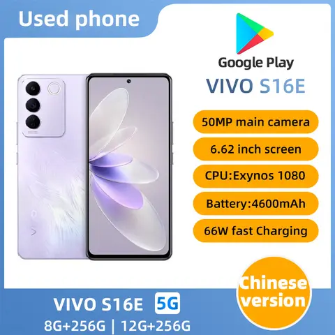 Vivo S16e 5g ROM 256GB CPU Exynos 1080 50MP Camera 4600mAh 6.62in 2400x1080px 66W Gebruikte telefoon