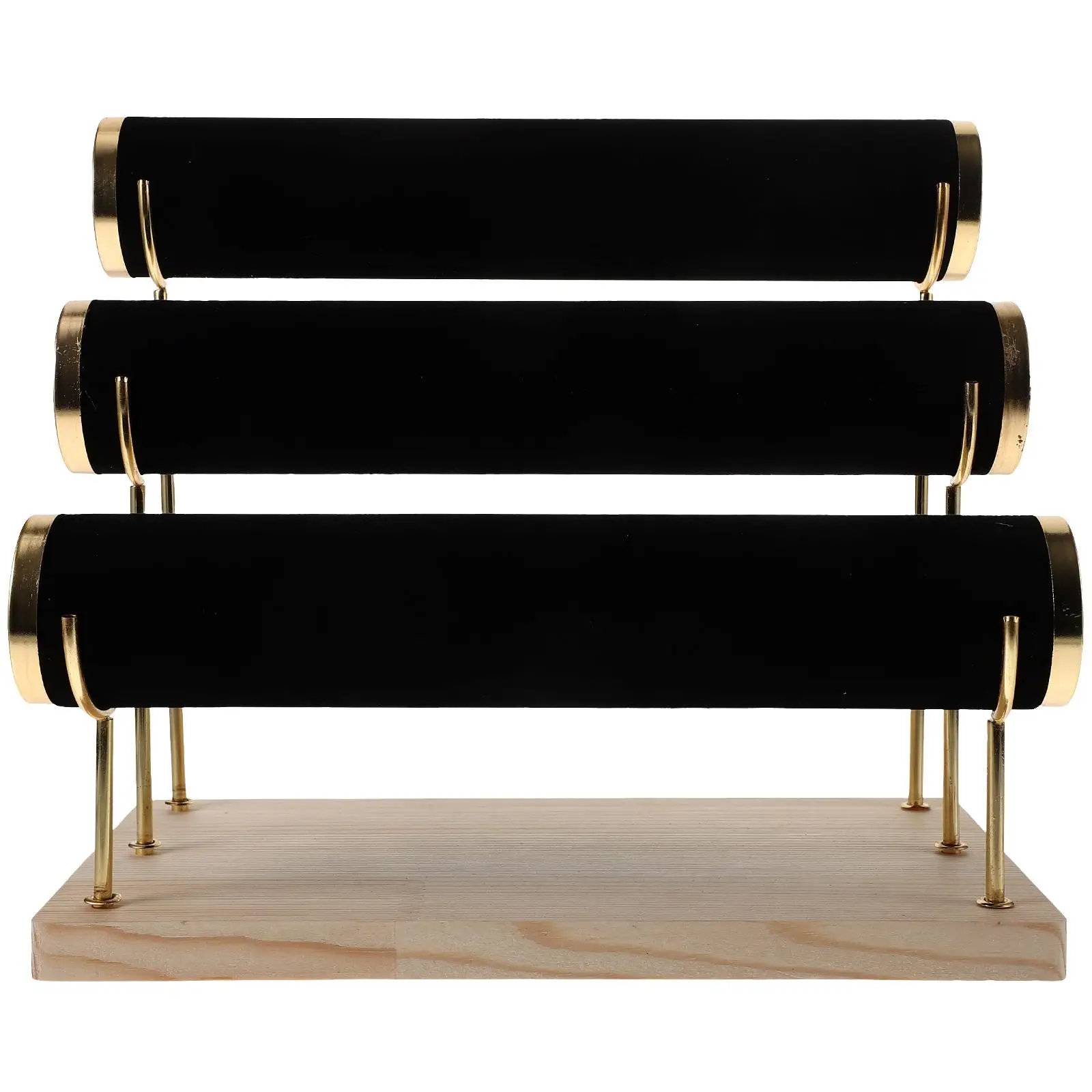 Wood Base Gold-plated 3-layer Detachable Watch Bracelet Bangle Storage Display Rack Black Jewelry Stand Organizer
Wood Base Gold-plated 3-layer Detachable Watch Bracelet Bangle Storage Display Rack Black Jewelry Stand Organizer