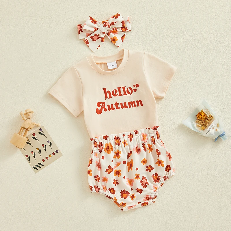 Baby Girls Shorts Set Short Sleeve Letters Print T-shirt with Flower Print Shorts and Hairband Summer Outfit
Baby Girls Shorts Set Short Sleeve Letters Print T-shirt with Flower Print Shorts and Hairband Summer Outfit