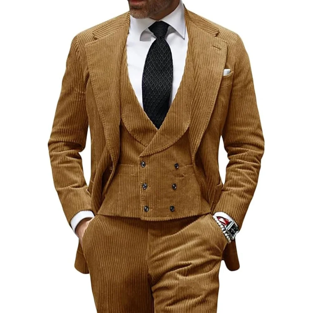Camel Velvet Men's Suit 3 Piece Corduroy Blazer Vest Pants Set for Business Events Wedding Grooms Banquet Party Custom Tuxedo
Camel Velvet Men's Suit 3 Piece Corduroy Blazer Vest Pants Set for Business Events Wedding Grooms Banquet Party Custom Tuxedo