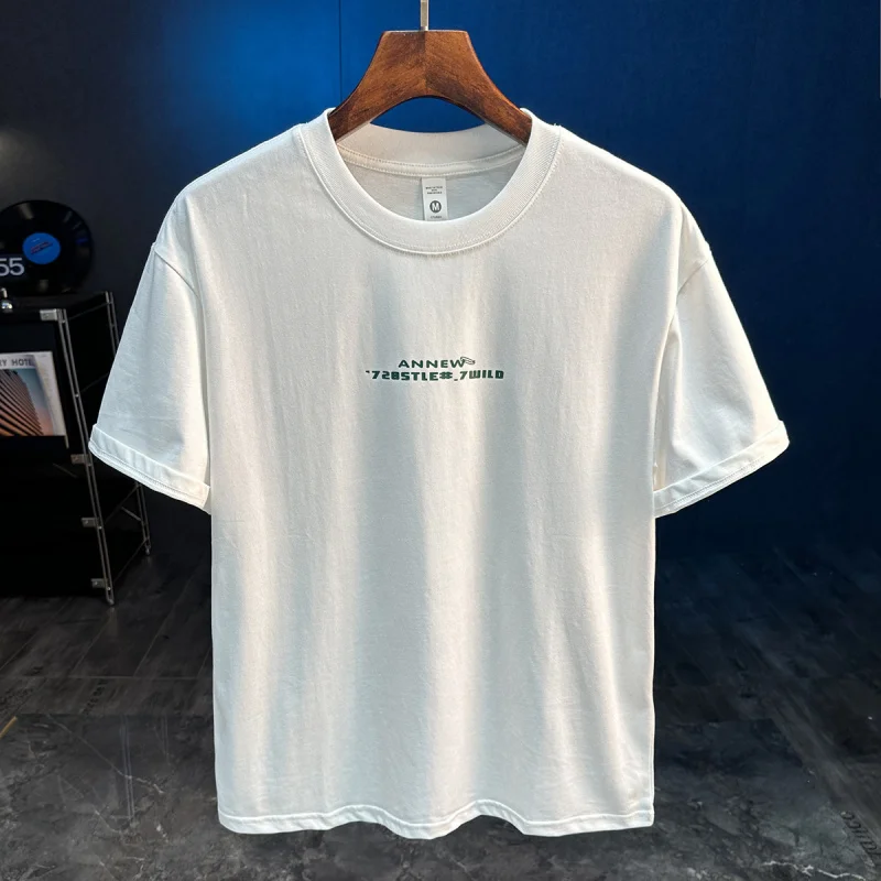 Summer new letter printed short sleeved T-shirt for men, loose half sleeved American casual versatile top
Summer new letter printed short sleeved T-shirt for men, loose half sleeved American casual versatile top