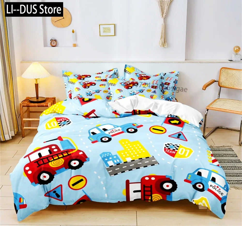 Cartoon Car Bedding Set Construction Vehicles Comforter Cover 3pcs Kids Machinery Truck Soft Polyester Duvet Cover for Boys Gift
Cartoon Car Bedding Set Construction Vehicles Comforter Cover 3pcs Kids Machinery Truck Soft Polyester Duvet Cover for Boys Gift