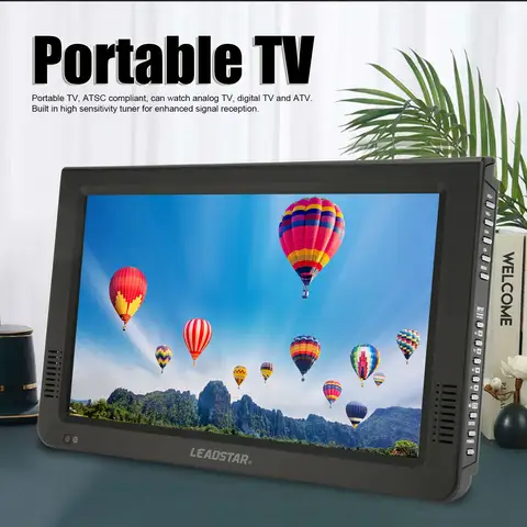 Portable TV 10 Inch High Sensitivity Tuner Rechargeable ATSC Digital TV for Car Outdoor Portable TV Rechargeable ATSC Digital TV