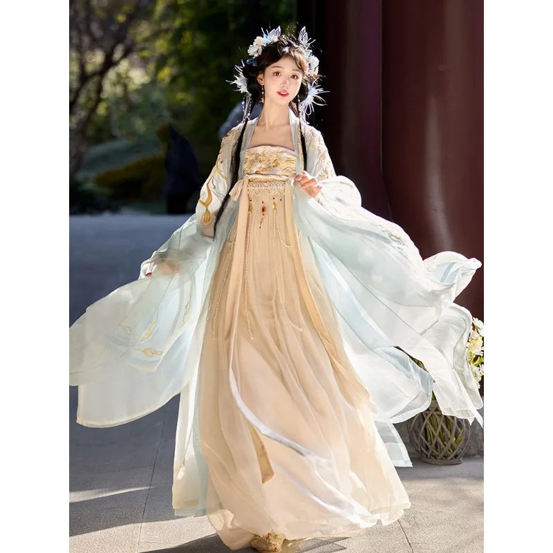 Hanfu female Tang-made balsam skirt chest-length large-sleeved shirt Chinese style fairy style spring suit
Hanfu female Tang-made balsam skirt chest-length large-sleeved shirt Chinese style fairy style spring suit
