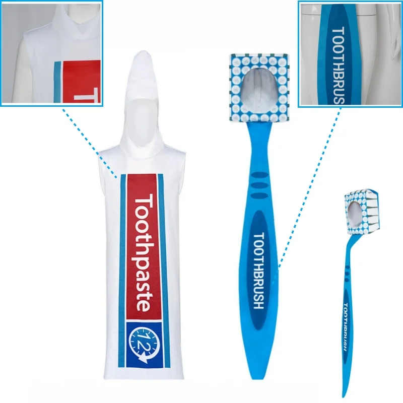 Funny Dental Theme Couple Cosplay White Toothpaste Jumpsuit & Blue Toothbrush Outfit Couple Costume for Halloween Parties Events
Funny Dental Theme Couple Cosplay White Toothpaste Jumpsuit & Blue Toothbrush Outfit Couple Costume for Halloween Parties Events