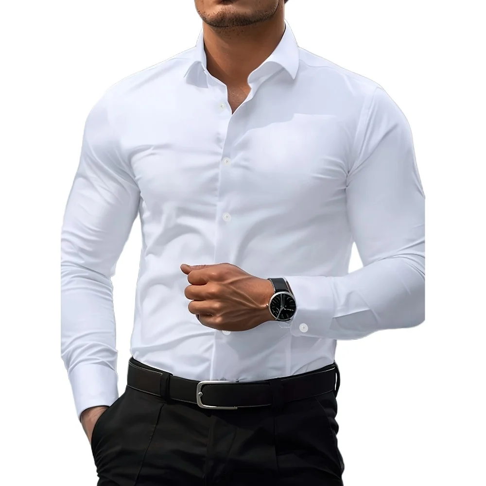 2026 New Men Shirt Brand New Solid Color Long Sleeve Elastic Fabric Men's Multiple Colors Male Quality Basic Shirt
2026 New Men Shirt Brand New Solid Color Long Sleeve Elastic Fabric Men's Multiple Colors Male Quality Basic Shirt