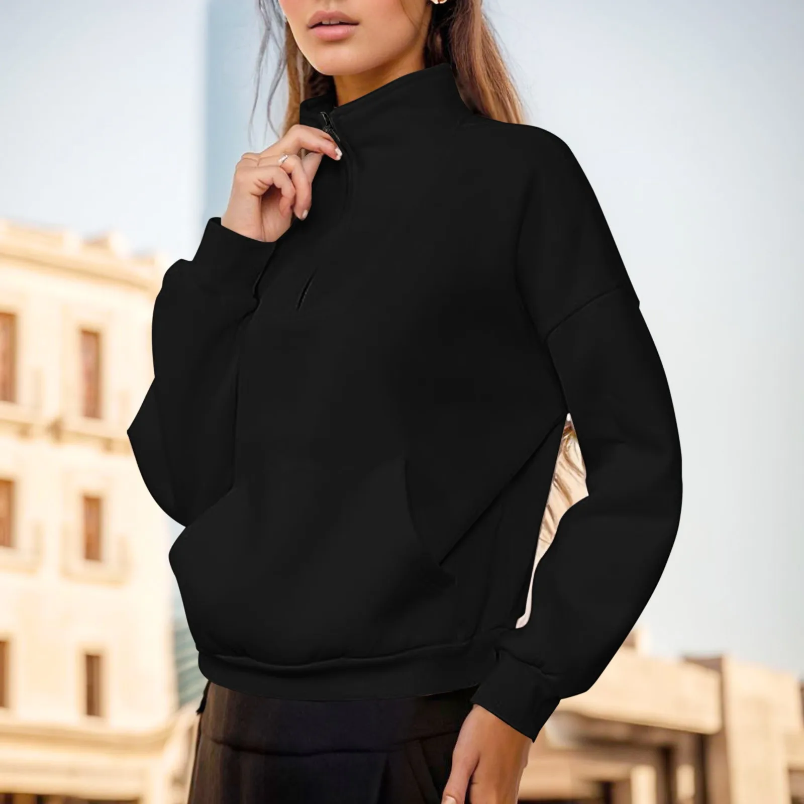 Solid Stand Collar Women's Sweatshirt Pullover Casual Long Sleeve Sports Streetwear Zipper Loose Pullovers Blouse Y2k Hoodie
Solid Stand Collar Women's Sweatshirt Pullover Casual Long Sleeve Sports Streetwear Zipper Loose Pullovers Blouse Y2k Hoodie