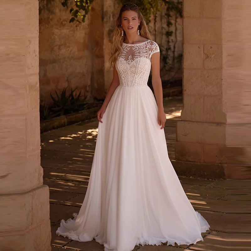 ZOCI Vintage Wedding Dress Lace With Chiffon A-Line Floor Length Vestidos O-Neck Sleeveless Bridal Dress Button Robe De Mariee
ZOCI Vintage Wedding Dress Lace With Chiffon A-Line Floor Length Vestidos O-Neck Sleeveless Bridal Dress Button Robe De Mariee