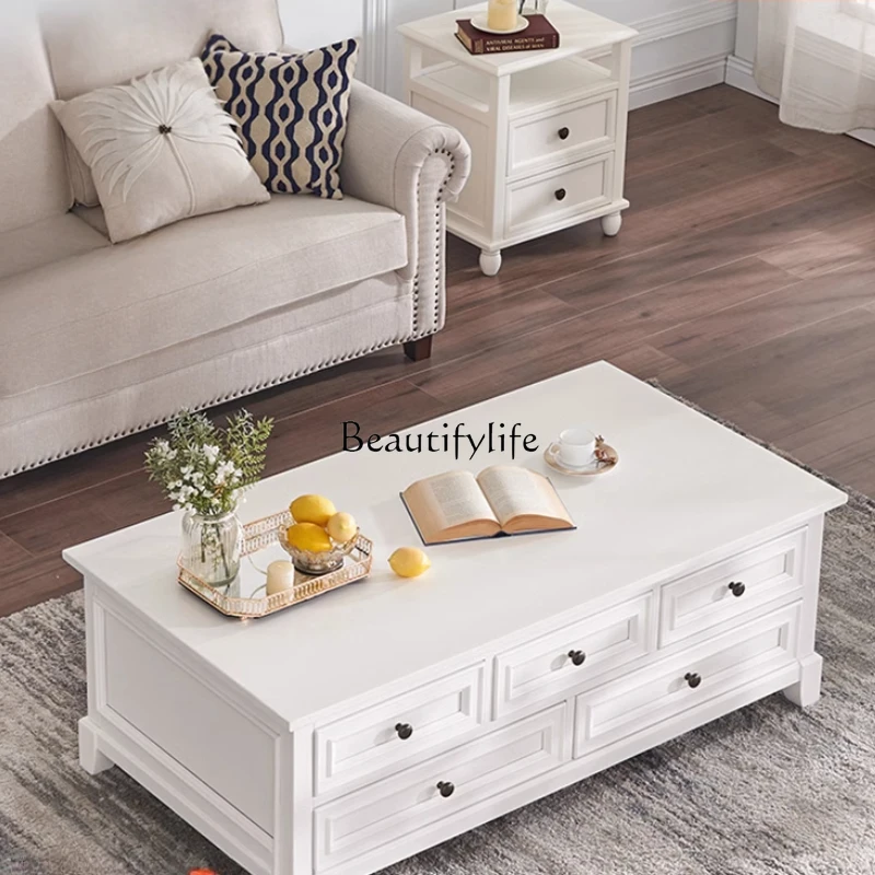 American all solid wood coffee table white living room square storage tea table cherry wood
American all solid wood coffee table white living room square storage tea table cherry wood