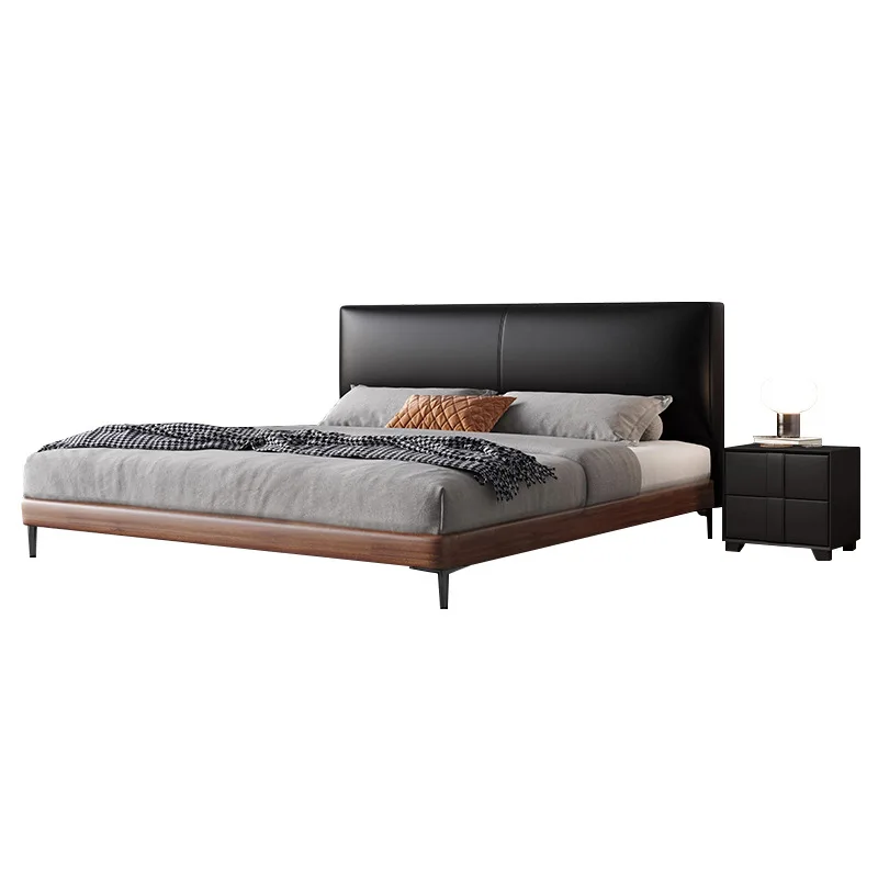 Modern minimalist, little black cow leather bed, retro master bedroom, high-end atmospheric double bed
Modern minimalist, little black cow leather bed, retro master bedroom, high-end atmospheric double bed