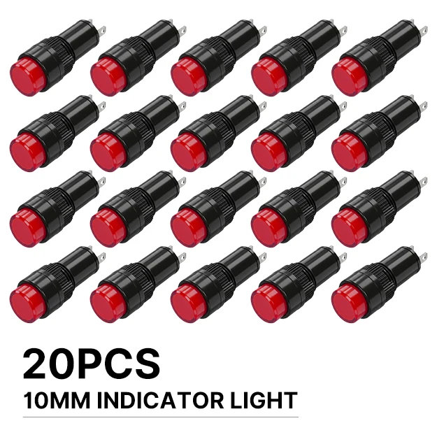 FILN 20PCS 10mm LED Indicator Lights IP67 Waterproof Warning Lamps 12V-24V for Boat CarTruck Cab Commercial Control Dashboard
FILN 20PCS 10mm LED Indicator Lights IP67 Waterproof Warning Lamps 12V-24V for Boat CarTruck Cab Commercial Control Dashboard
