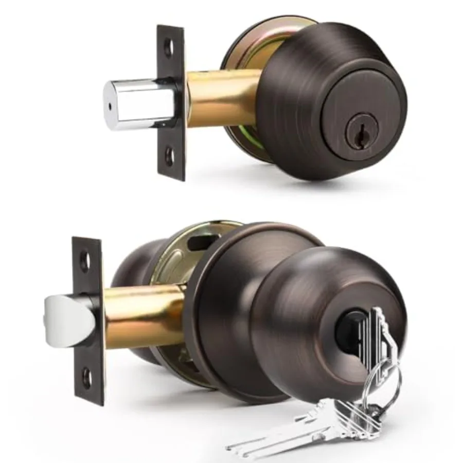 Entry Door Locksets with Single Cylinder Deadbolt, Exterior Door Lock Set with Same Key, Front Roound Door Knob and Deadbolt Se
Entry Door Locksets with Single Cylinder Deadbolt, Exterior Door Lock Set with Same Key, Front Roound Door Knob and Deadbolt Se