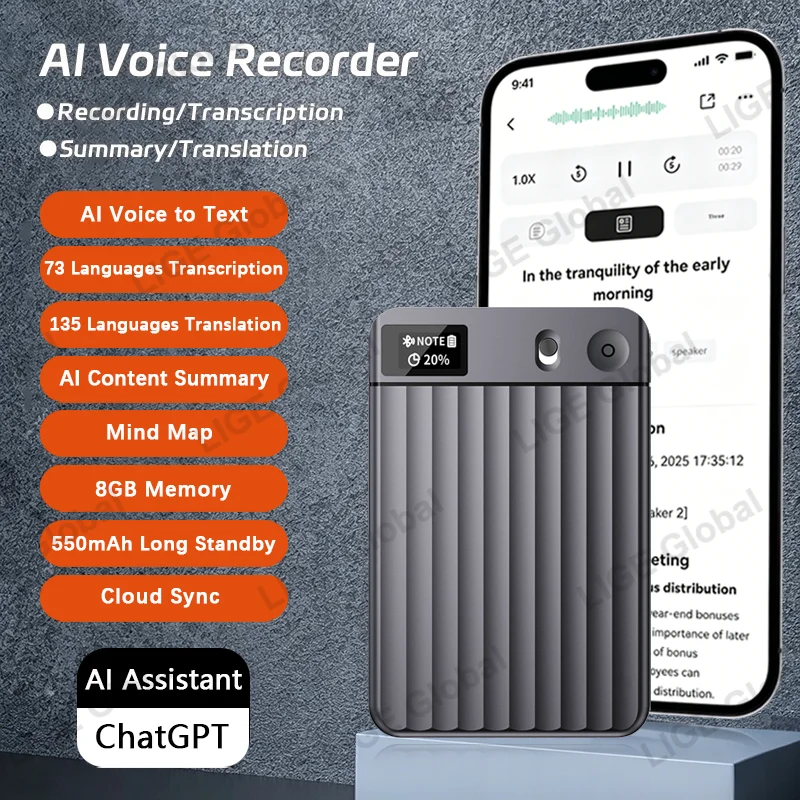 LIGE AI ChatGPT App Phone Call Voice Recorder Smart Real Time 73 Languages Transcribe Summarize Mind Map Sound Audio Dictaphone
LIGE AI ChatGPT App Phone Call Voice Recorder Smart Real Time 73 Languages Transcribe Summarize Mind Map Sound Audio Dictaphone