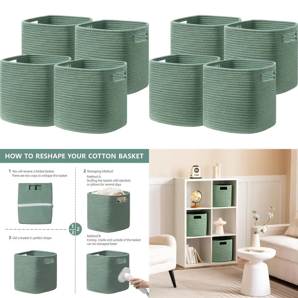 4-Pack Green Cotton Rope Storage Cubes with Handles for Toys, Books, Clothes, Home, and Office Organization
4-Pack Green Cotton Rope Storage Cubes with Handles for Toys, Books, Clothes, Home, and Office Organization