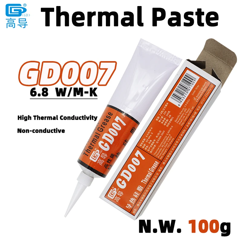 GD007 Thermal Paste Thermal Conductive Grease Processor 100g For CPU GPU Printer Heat Sink Cooling Cooler Compound Silicone ST
GD007 Thermal Paste Thermal Conductive Grease Processor 100g For CPU GPU Printer Heat Sink Cooling Cooler Compound Silicone ST