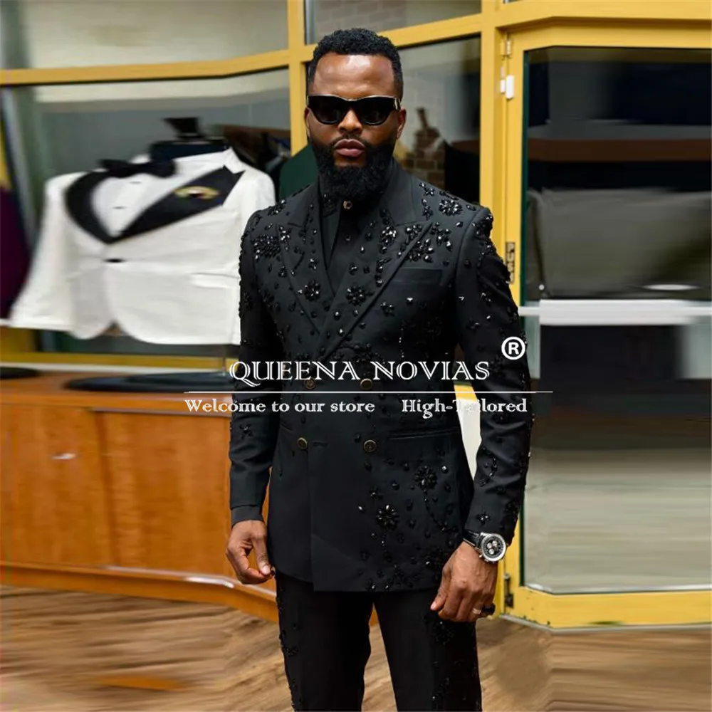 Luxury Stones Beads Suits Men Double Breasted Jacket Pants 2 Pieces Sets Groom Prom Blazer Customized Wedding Tuxedos Outfits
Luxury Stones Beads Suits Men Double Breasted Jacket Pants 2 Pieces Sets Groom Prom Blazer Customized Wedding Tuxedos Outfits