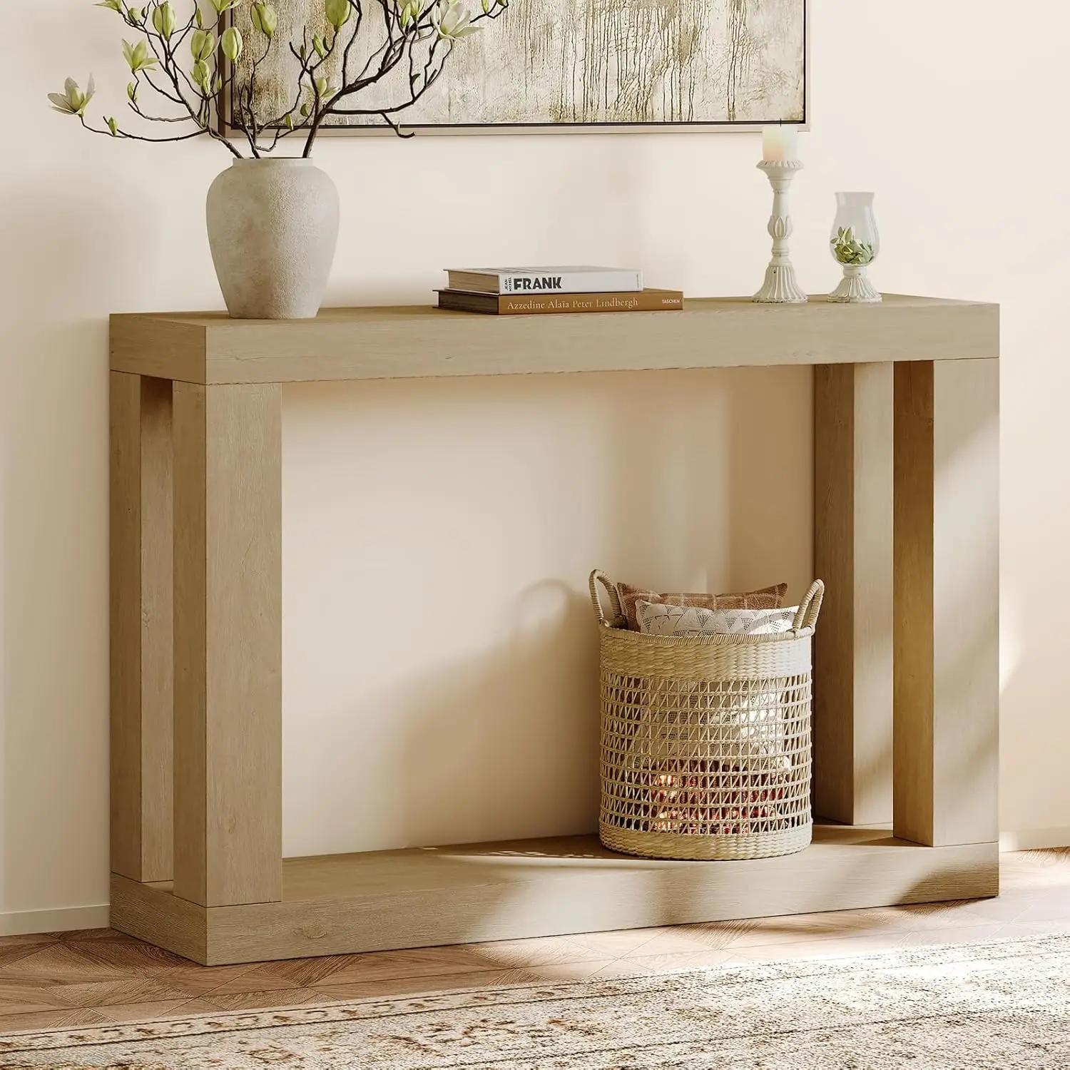 48" Wood Console Table 2-Tier Open Storage Farmhouse Entryway Sofa Hallway Natural Oak, Customized
48" Wood Console Table 2-Tier Open Storage Farmhouse Entryway Sofa Hallway Natural Oak, Customized