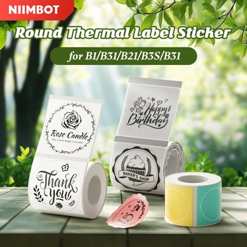 NIIMBOT Round Thermal Label Sticker for B1 B31 B21 B3S Printer Transparent Self-adhesive Labels Paper Color Label DIY Name Tag
