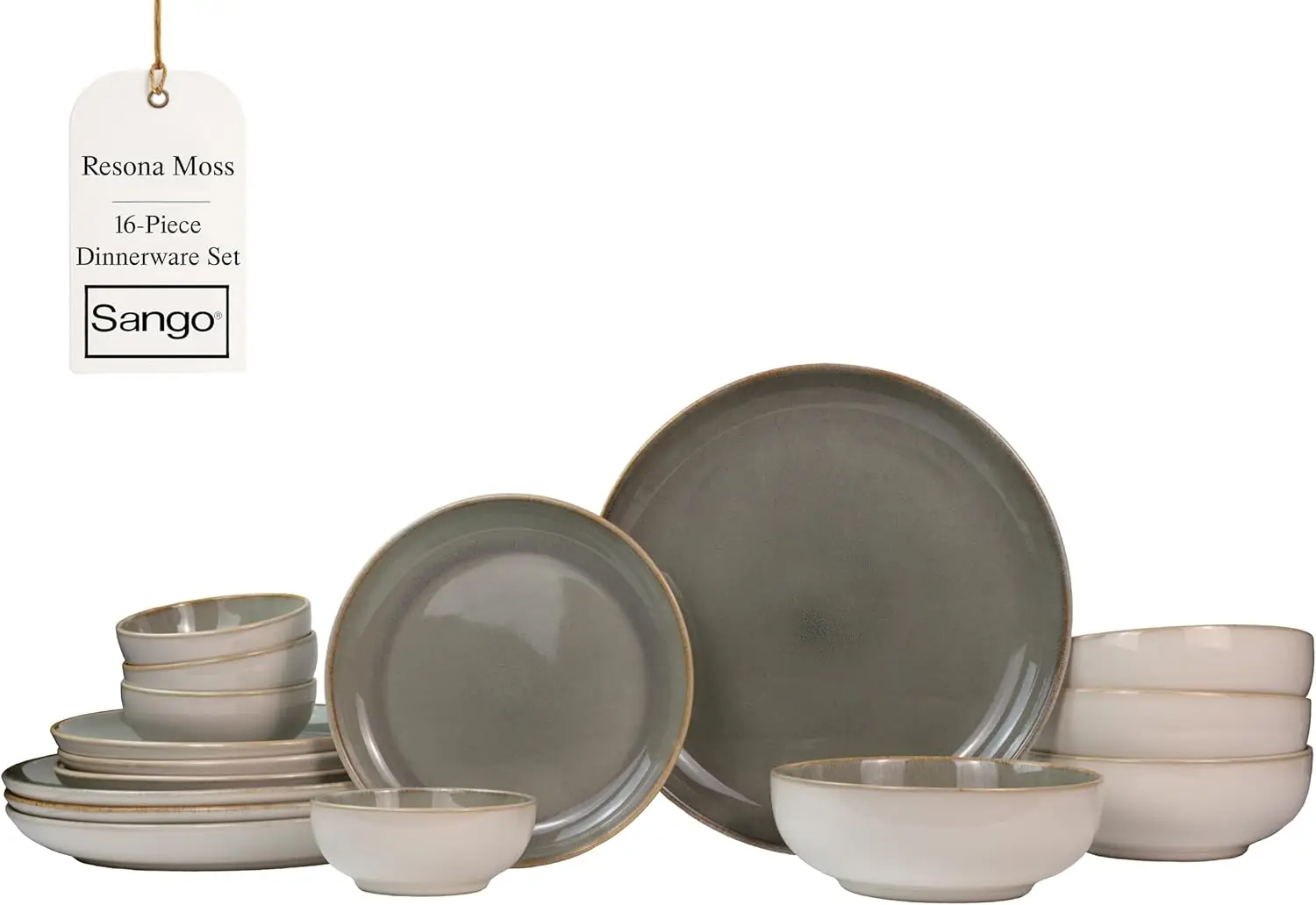 16-Piece Stoneware Dinnerware Set for 4, Glossy Cream/Green Big Dinner Plates and Bowls Sets with Reactive Glaze, Cerami
16-Piece Stoneware Dinnerware Set for 4, Glossy Cream/Green Big Dinner Plates and Bowls Sets with Reactive Glaze, Cerami